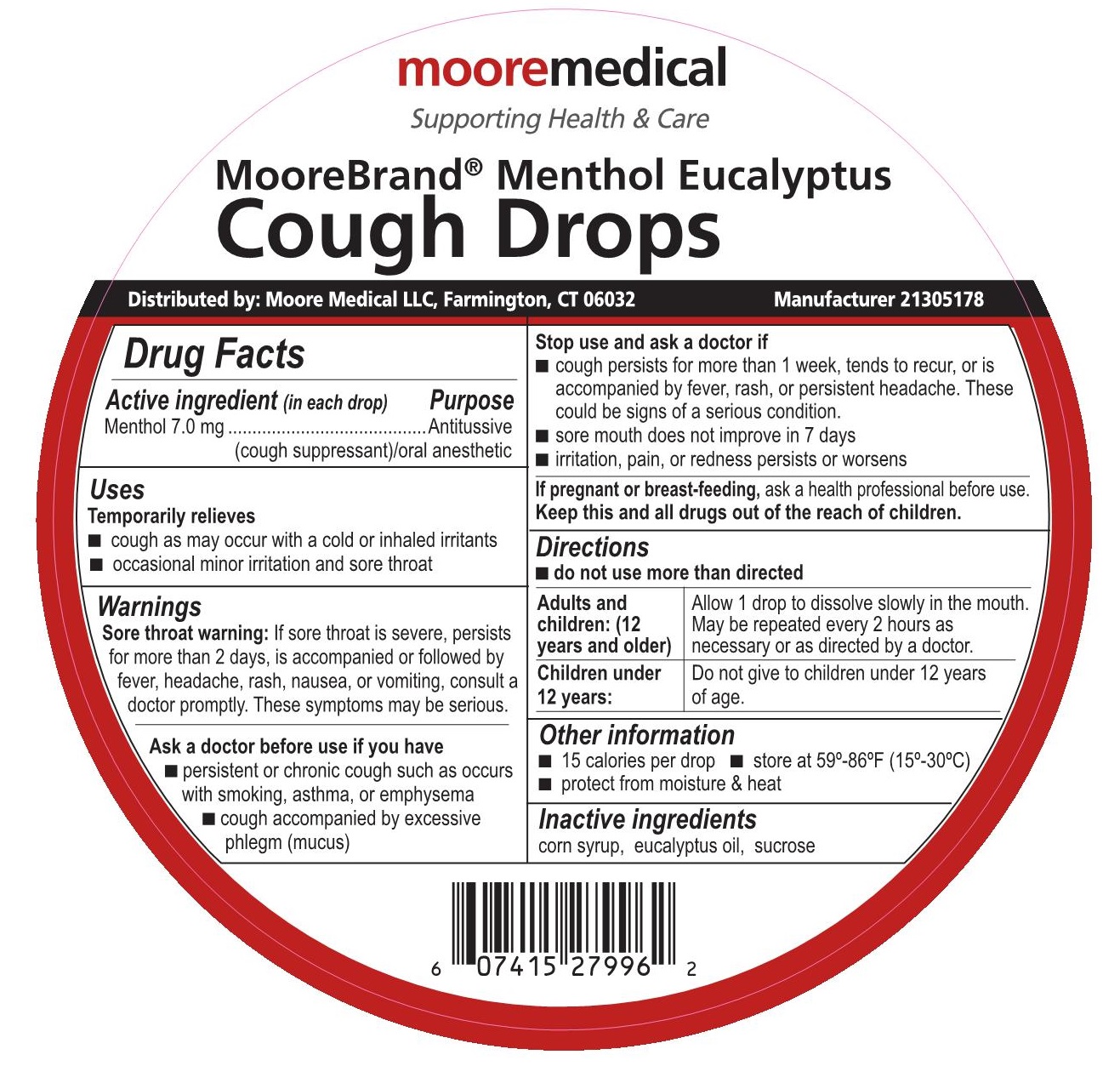 NDC 55670046 Moorebrand Assorted Cough Drops Menthol Cough Drops